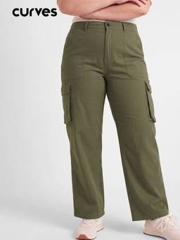 max - Women Green Solid Cargo Jeans