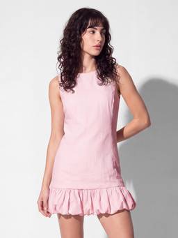 max - Women Pink Solid Bubble Hem Dress