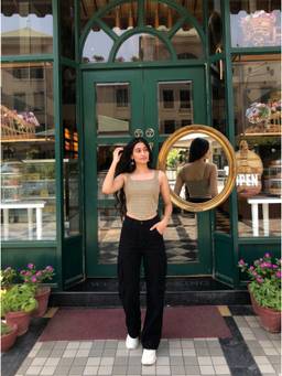 The Suitable - Women Beige Pure Cotton Zigzag Print Square Neck Corset Top