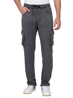 Cantabil - Men Solid Grey Regular Fit Casual Cargo