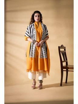 VASTRA RAAG - Yellow Pochampally Double Ikat Cotton Dupatta