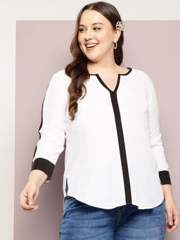 Qurvii - Black And White Round Neck Top