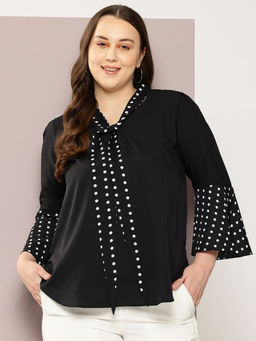 Qurvii - Black Crepe With Polka Tie Top