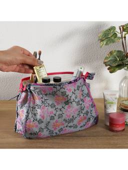 RATAN JAIPUR - Purple Silk Small Toilet Bag