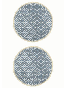Saral Home - Grey Cotton Pack of 2 Round Table Mats 38 x 38 Cm