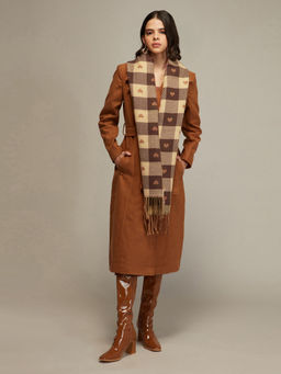 Twenty Dresses by Nykaa Fashion - Beige and Brown Checks Hearts Scarf