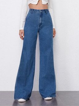 Off Duty India - Blue Women Relaxed Fit Mid Waist Jeans