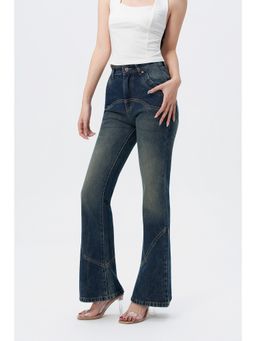 Off Duty India - Blue Women Straight Fit Mid Waist Jeans