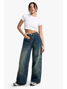 Off Duty India - Blue Seam Detail Wide Leg Jeans