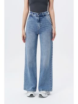 Off Duty India - Blue Women Wide Fit Mid Waist Jeans