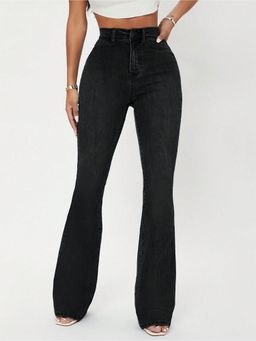 Off Duty India - Black Women Bootcut Fit Mid Waist Jeans