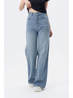 Off Duty India - Blue Women Straight Fit High Waist Jeans