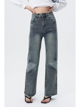 Off Duty India - Grey Women Straight Fit Mid Waist Jeans