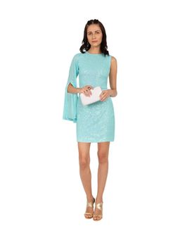 ASHTAG - Women Blue Polyester Embellished Mini Dress