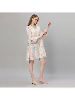 ASHTAG - Women White Linen Floral Mini Dress