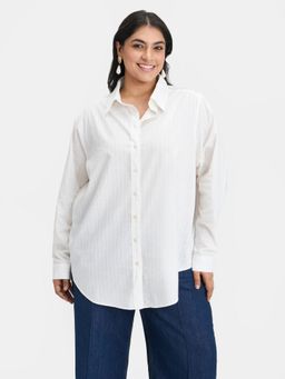 Virgio - Women White Stripes Shirt