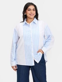 Virgio - Women Blue Stripes Shirt