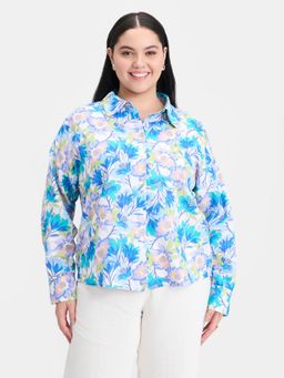 Virgio - Women Blue Floral Shirt