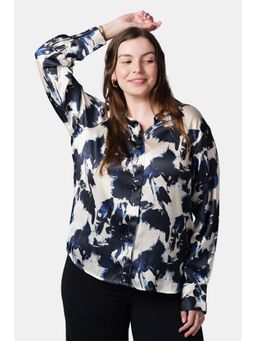 Virgio - Women Navy Blue Abstract Shirt