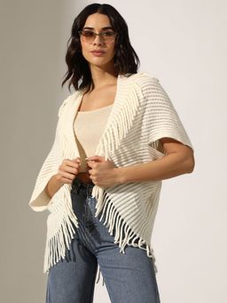 SHOWOFF - Cream Wool Textured Shrug