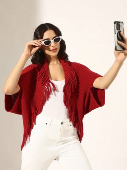 SHOWOFF - Red Wool Textured Shrug