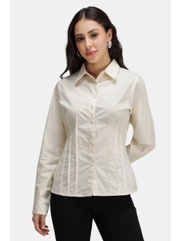Virgio - Women Off White Solid Shirt