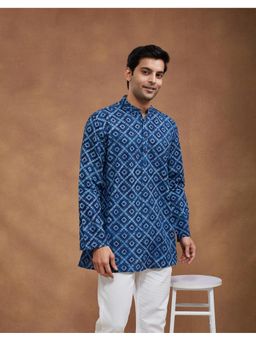 Fabindia - Cotton Dabu Printed Indigo Short Kurta