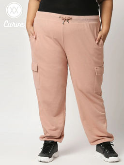 Twenty Dresses by Nykaa Fashion - Curve Pink Solid Ankle Basics Jogger Pants