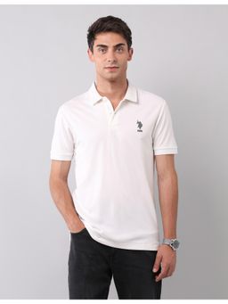 U.S. Polo Assn. Denim Co. - Mens White Solid Muscle Fit Polo T-Shirt