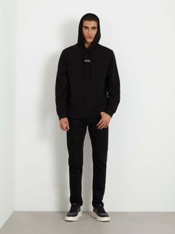 Guess - Black Solid Full Sleeve Men Hoodie