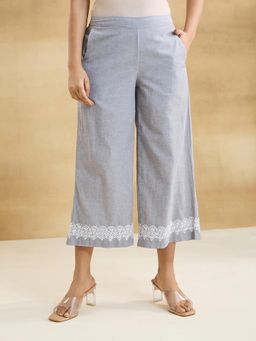 Fabindia - Grey Cotton Chikankari Culottes