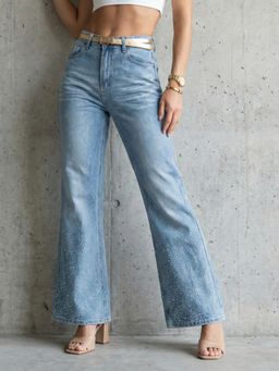 DELAN - Womens Ice Crystal Embellished Bootcut Jeans