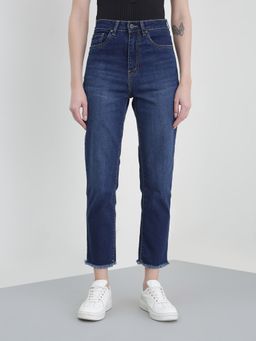 ELLE - Women Blue Solid Slim Straight Fit Jeans