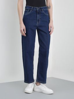 ELLE - Women Blue Solid Mom Fit Jeans