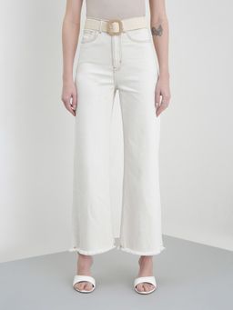 ELLE - Women White Solid Flared Fit Jeans