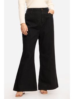 Virgio - Solid Cotton Bootcut Denim Plus Size Jeans for Women Black