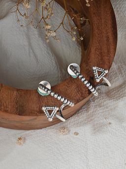 Fida - Antique Silver Tribal Half-Hoop Earrings