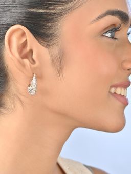 ToniQ - Gold Plated Pave Crystal Stone Half Hoop Earrings