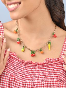ToniQ - Multi-Color Tooty Fruity Veggie Pop Charm Necklace
