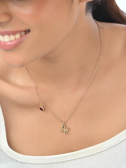 ToniQ Personalised N Initials and Birth Stone Charm Necklace