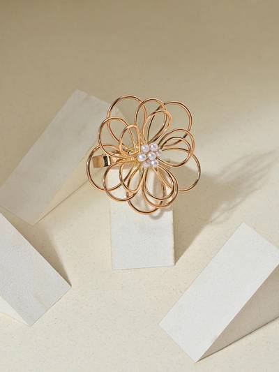 Gold Plated Bloom White Pearl Ring