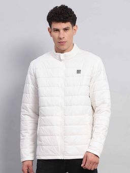 Rock.it - Mens Solid White Mock Neck Full Sleeve Jacket