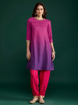 Gajra Gang - Pink Ombre Embellished Kurta Diwalicious