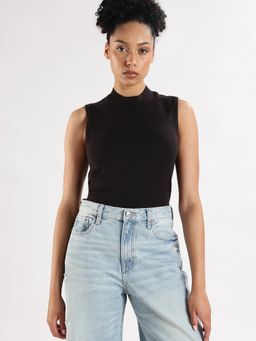 Calvin Klein - Black Slim Fit Viscose Mock Neck Sweater-Vest