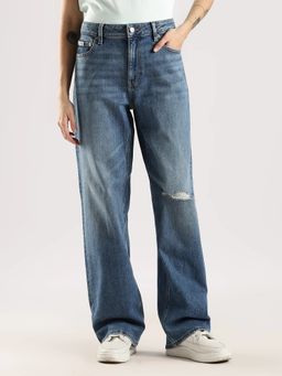 Calvin Klein - Blue Light-Wash Regular Fit Mid Rise Jeans