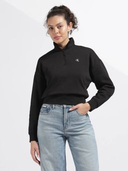 Calvin Klein - Black Cotton Solid Sweatshirt
