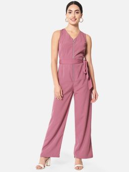 ALL WAYS YOU - Women Pink Solid Crepe Sleeveless Jumpsuit