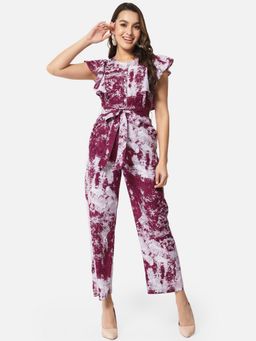 ALL WAYS YOU - Women Purple Tie and Dye Crepe Jumpsuit