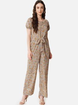 ALL WAYS YOU - Women Beige Floral Print Crepe Jumpsuit