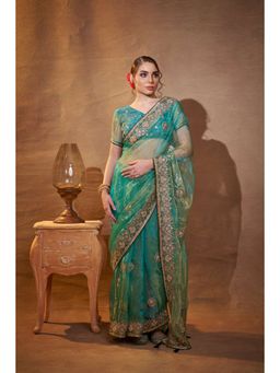 Kalista Fashion - Embellished Tissue Saree With Unstiched Blouse